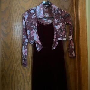 Floral Velvet Dress with Matching Bolero